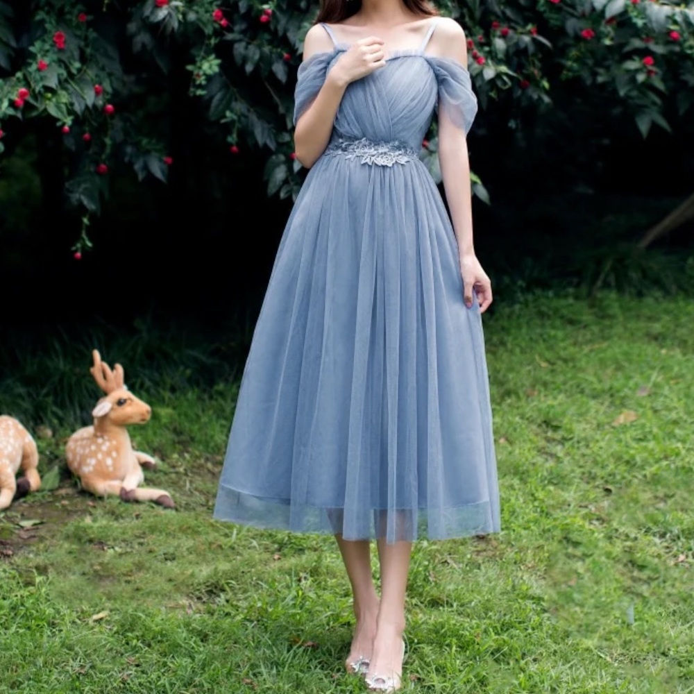 Formal Light Blue Tulle Dress - Size S